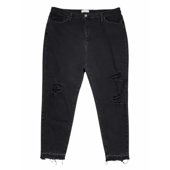 Madewell High Rise The Mom Jeans Renley Black Wash Size 37 - Picture 3 of 12